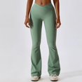 thumbnail image 1 of Pantalones de Yoga con cintura cruzada para mujer, mallas acampanadas de pierna ancha elásticas de algodón para entrenamiento físico, mallas deportivas para gimnasio, 1 of 5