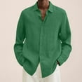 thumbnail image 1 of MesaSe Mens Long Sleeve Linen Shirt Summer Loose Fit Lightweight Button Down Shirt, 1 of 5