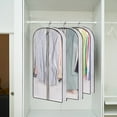 thumbnail image 1 of Bolsa de ropa para guardar en el armario y viajar | Bolso de traje plegable no tejido con doble ventana transparente | Grande 59,8 x 23,6 x 3,9 pulgadas | Funda colgante a prueba de polvo para, 1 of 7