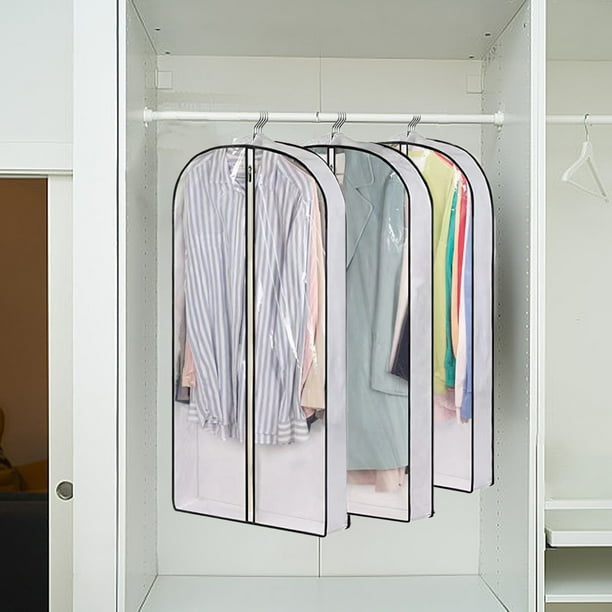 Bolsa para ropa para almacenamiento en armario y viaje | Funda para traje plegable de tela no tejida con ventana transparente | Protector transpirable para ropa colgada como trajes, vestidos