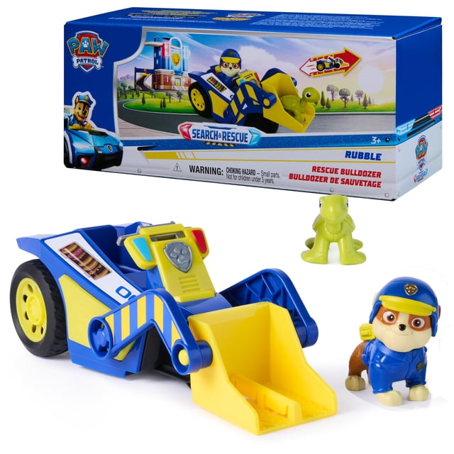 Vehículo de juguete Paw Patrol Rubble Bulldozer de rescate con 2 figuras
