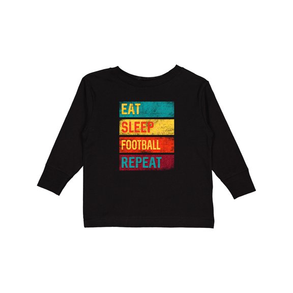 Inktastic Football Sports Eat Sleep Football Repeat Boys or Girls Long Sleeve Toddler T-Shirt