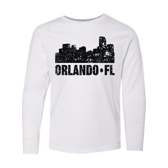 Inktastic Orlando Skyline with Grunge Long Sleeve Youth T-Shirt