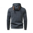 thumbnail image 2 of ZUKMRJPC Mens Zip Up Hoodie Solid Color Lightweight Casual Fleece Lined Hooded Sweatshirt Fall Winter Warm Basic Outwear with Pockets, 2 of 8