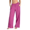 thumbnail image 6 of cocolona Sweatpants for Women with Pockets, Wide Leg Baggy Sweatpants High-Waisted Drawstring Joggers Pants Lounge Trousers, 6 of 7