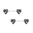 thumbnail image 1 of Pair of Nipple Rings 14G Heart Steampunk Design Surgical Steel Antique Colors, 1 of 3