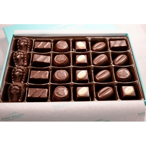 Andy Anand Sugar Free Vegan Belgian Dark Chocolate Truffles, Assorted Gourmet Luxury Gift Box, Dairy & Soy Free, | Delicious, You Won't Believe it's Diabetic Friendly | Sweetened with Stevia - 24 Pc