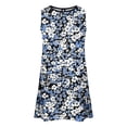 thumbnail image 5 of qucoqpe Womens Summer Dress Fashion Casual Floral Printed Sleeveless Round Neck Mini Dress Loose Flowy Pleated Hem Sundress, 5 of 6