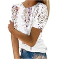 thumbnail image 2 of ALLLIST Womens Tops Clearance Under $5 Purple Short Sleeve Hollow Floral Crew Neck Casual T-Shirts Blouses for Women Dressy Casual XXL, 2 of 5