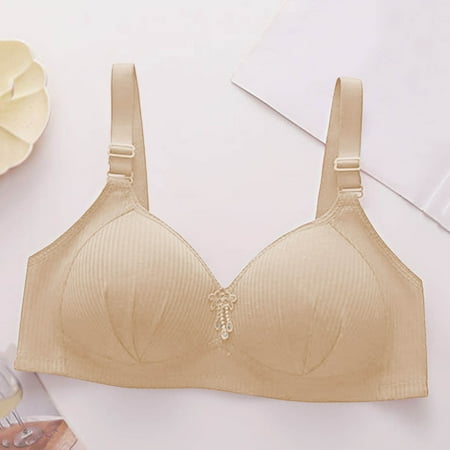 Wireless Bras Plus Size  Xunlbb Woman s Solid Color Thin Style Ventilate Large Size Bra Without Steel Rim(Beige 38/85)