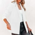 thumbnail image 7 of tklpehg Womens Blazers for Work Casual Lightweight Blazer Open Front Lapel Long Sleeve Work Office Blazer Jacket Fall Coat Long Sleeve Leisure Solid Color Overcoat Loose Outwear White XXXL, 7 of 7