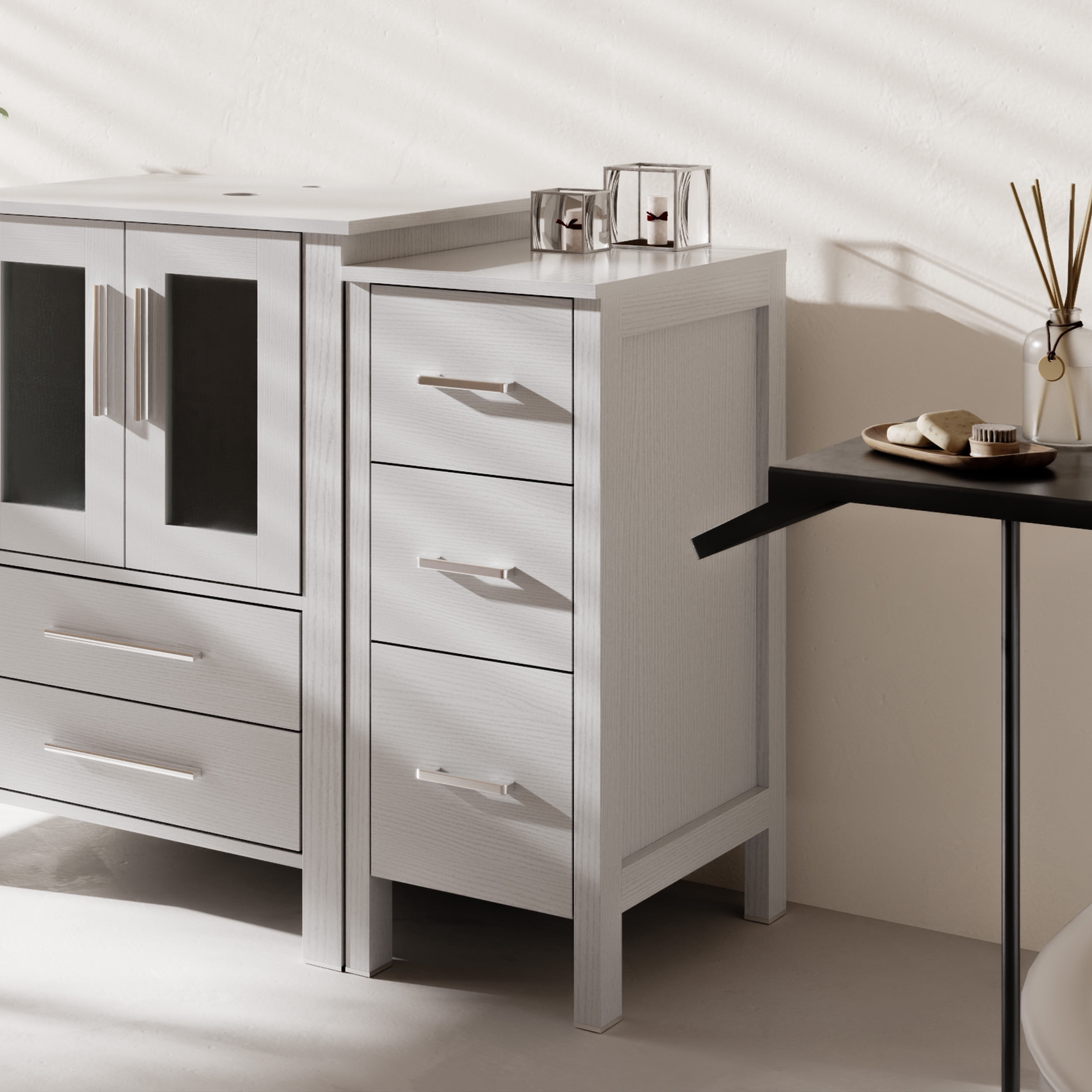 Eclife 12" Freestanding Bathroom Side Cabinet with 3 Drawers, Gray