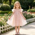 thumbnail image 2 of Girls Flutter Sleeve Party Dress Sequin 3D Wing Mesh Ball Gown Dress, 2 of 6