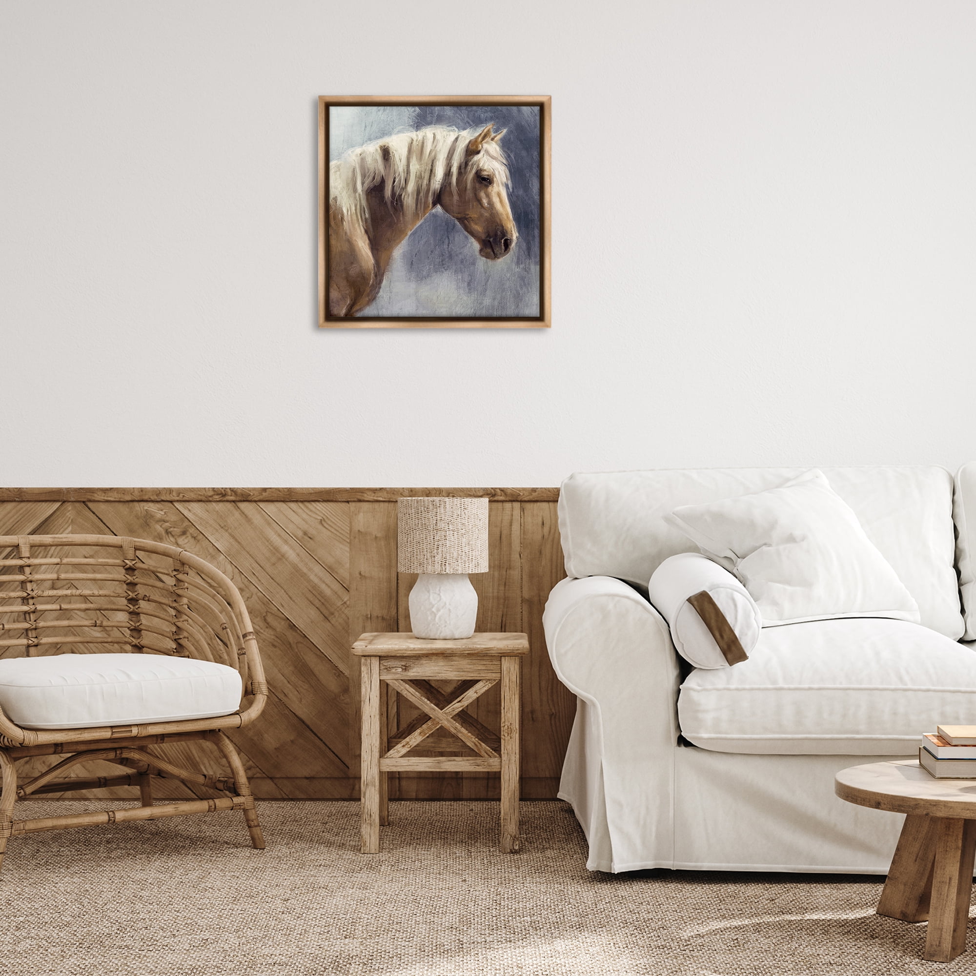 Stupell Industries Golden Boy Horse Animals & Insects Painting Brown Floater Framed Canvas Art Print Wall Art, 25 x 25