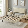 thumbnail image 6 of Katkuca Queen Bed Frame, Upholstered Queen Size Platform Bed Frame with Adjustable Headboard, Strong Wood Slat Support, No Box Spring Needed, Beige, 6 of 7