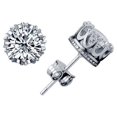 thumbnail image 2 of Women Earrings, Round Crown Earrings Diamond Ear Studs Vintage Jewelry Zirconia Earrings 1 Pair, 2 of 4