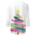 thumbnail image 5 of Christmas Shirts for Women 3/4 Length Sleeve Tshirts Xmas Print Plus Size Graphic Tees Holiday Pullover Tops (M, White), 5 of 5