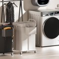 thumbnail image 2 of Auledio Laundry Basket with Wheels, Rolling Laundry Hamper, Metal Frame with Handle, Blanket Storage, 2 of 5