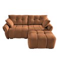 thumbnail image 6 of Modern Chenille 2-Seater Sofa with Ottoman | Burnt Orange | Soft Textured Fabric | Living Room, Apartment, Dorm | Comfortable, Durable Design, 6 of 18