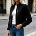 thumbnail image 6 of Faux Suede Zip-Up Cropped Jackets For Women Fall Collared Long Sleeve Trendy Casual Loose Coats With Pockets S-XXL, 6 of 7