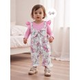 thumbnail image 6 of BemeyourBBs Infant Baby Girl Clothes Spring Fall Winter Romper Outfit Bow Houndstooth Printed Long Sleeve Round Neck Bow Front Fake Two-Piece Patchwork Jumpsuit, 6 of 9
