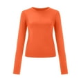 thumbnail image 4 of Fiaer.Womens Long Sleeve Slim Fit Cropped T Shirts.Womens Crew Neck Plus Size Trendy Tshirts.Going out Basic Tops for Women Orange M, 4 of 4