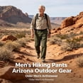 thumbnail image 5 of Mens Elastic Waist Pants for Seniors, Zipper-Pocket Durable Cargo Pants, High Waist Stretch Cotton Pull On Dress Pant Elderly, 5 of 8