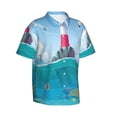 thumbnail image 2 of Bixox Men's Hawaiian Shirts Men's Lighthouse Sea Port Print Short-Sleeve Shirt-3X-Large, 2 of 8