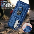 thumbnail image 3 of Design for Samsung Galaxy S24 Heavy Duty Phone Case with Camera Lens Sliding Cover Ring Holder Kickstand - Shockproof Armor Military Grade Bumper Protective Case for Women Men, Navyblue, 3 of 11