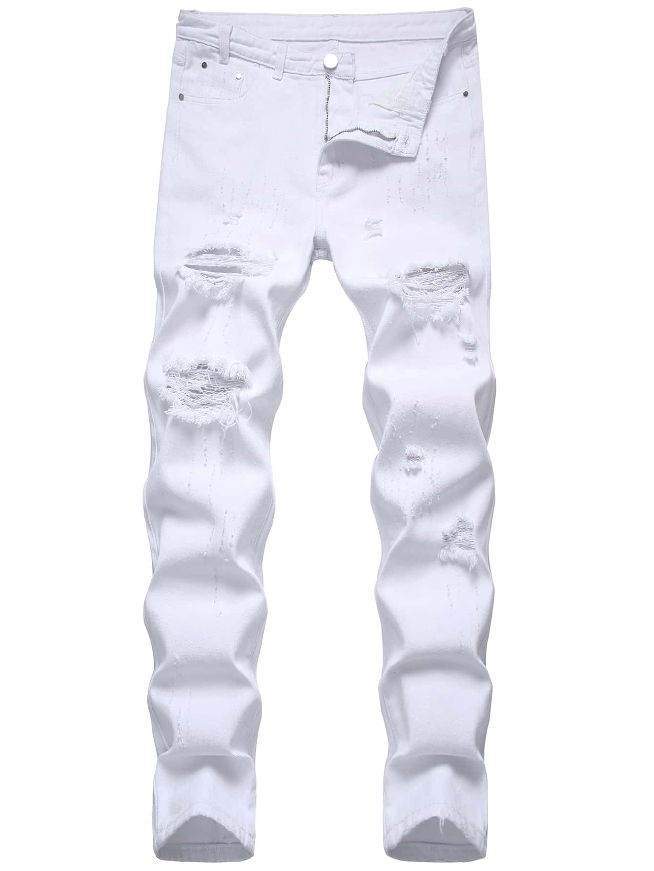 Men Ripped Frayed Cat Scratch Jeans 36 