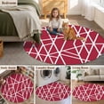 thumbnail image 5 of Red Geometric Round Area Rug 5Ft Washable Circle Rugs for Living Room Bedroom, Abstract Stripes Modern Minimalist Non-Slip Carpet Floor Mats Indoor Outdoor Carpet Runner Aesthetic Home Decor, 5 of 8