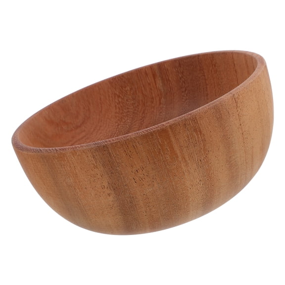 Large Wooden Salad Bowl for Kitchen Counter, Brown Fruit Bowl, Child-Friendly Serving Dish