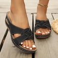 thumbnail image 3 of Dakaela Womens Orthopedic Wedge Sandals Arch Support Comfortable Slip on Slides Summer Beach Vacation Dressy Walking Shoes Black 6.5, 3 of 9