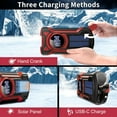 thumbnail image 6 of Prociv Emergency Radio Hand Crank Solar 5000mAh, IP65 Waterproof Dustproof Bluetooth 5.3 Portable AM/FM/NOAA Weather Alert Radio with Flashlight, Phone Charger, SOS, Headphone Jack Red, 6 of 8