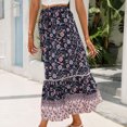 thumbnail image 4 of Women 2025 Summer Spring Long Skirts Dress Floral Print Elastic Waist Ruffle Beach Maxi Skirt Bohemian Swing A-Line Skirts Wyongtao, 4 of 8