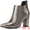 Gunmetal, variant on Pointed Toe Stone Printed Chunky Heels Short Ankle Boot Brown 8