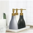thumbnail image 4 of ABCISI Soap Dispenser, 280ml Liquid Soap Dispenser with Gold Pump for Kitchen Bathroom, Refillable Countertop Lotion Ceramics Hand Soap Dispenser for Shower (Gray), 4 of 11