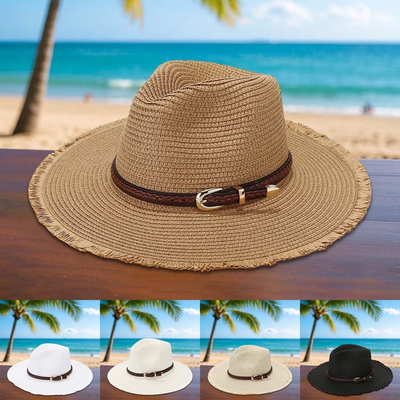 Shadoumai Beach Hats for Women, Sun Hat UPF 50 UV Protection Wide Brim Floppy Foldable Packable Straw Hat