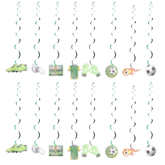 30 piezas de decoración colgante en espiral con temática de fútbol para fiestas.