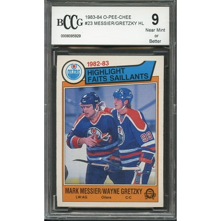 - 1983-84 o-pee-chee #23 MARK MESSIER / WAYNE GRETZKY HL (CENTERED) BGS BCCG 9