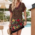 thumbnail image 5 of Women's Floral Print V-Neck Short Sleeve Casual Dress with Pocket, Pullover Summer Dress, Lightweight Comfort Fit, Fashionable Women's Clothing,Red,XL, 5 of 8