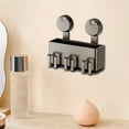 thumbnail image 6 of No-Drill Wall-Mounted Toothbrush Rack Organizer with Suction Cups, Holds Regular & Electric Toothbrushes, Razors, Cups - Black Alloy & Plastic Bathroom Storage Holder, 6 of 7