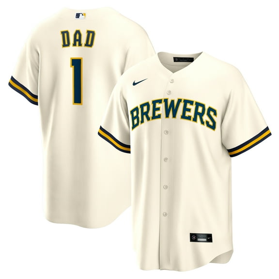 Men's-Nike White Milwaukee Brewers #1 Dad Home Replica Jersey