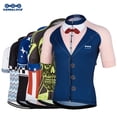 thumbnail image 2 of Maillot de ciclismo KEMALOCE de manga corta azul y negro para hombre, ropa de ciclismo de poliéster 2024, maillot de ciclismo para exteriores de secado rápido de verano, 2 of 5