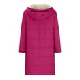 thumbnail image 5 of WCMZJ Womens Sherpa Fleece Lined Long Jackets Shearling Reversible Overcoats Winter Puffer Coats Hood Zip Outerwears Hot Pink S, 5 of 6