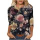 thumbnail image 1 of Camiseta de Cuello Redondo Impresa Suelta de las Mujeres con Suave 95% Poliéster 5% Spandex, Blusa Informal Transpirable para Verano Diario, 1 of 4