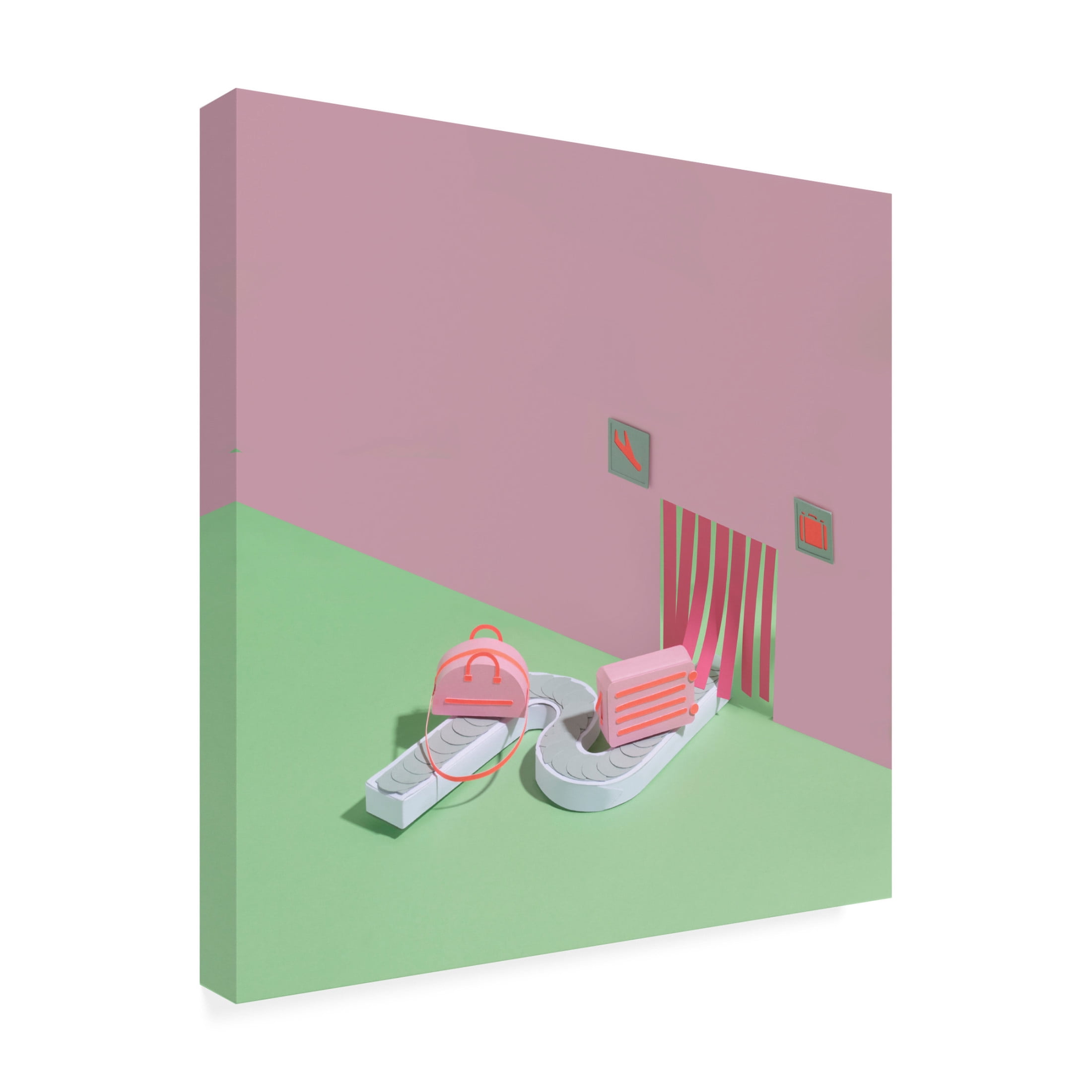 Canvas Wall Art - Julia Ramiro 'Paper Luggage' Wall Art for Living Room, Bedroom, or Office Décor by Trademark Fine Art - 14 x 14 Inches