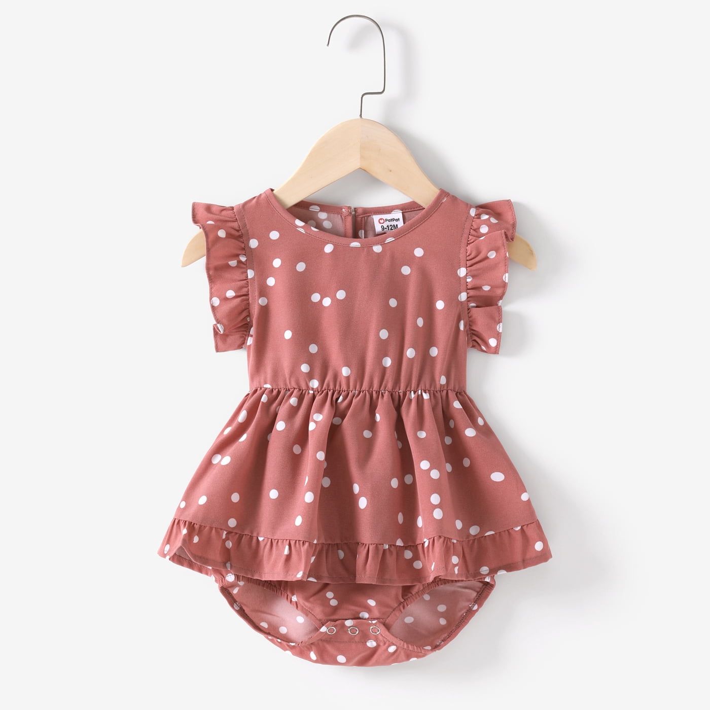 Dots Pink Dress for Women Mommy and Me Dresses V Neck Ruffle Flutter-sleeve Casual Dresses for Women and Girl Dress Family Matching Outfits, Women Dress