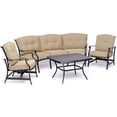 thumbnail image 6 of Hanover Traditions 4-Piece Patio Set with Cast-Top Coffee Table, Crescent Sofa and 2 Cushioned Rockers in Tan, 6 of 13