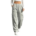 thumbnail image 7 of Womens Sweat Pants with Pockets Ndbuld Women's Casual Solid Color Drawstring Elastic Waist Sweatpants Cuffed Side Pockets Pants Gray XXL, 7 of 7